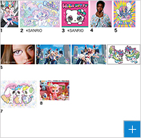 1.Gloomy　Gloomyとコラボレーションした際のアパレルイラスト　2.Kiki&Lala　&copy;SANRIO　キキララとコラボレーションした際のメインビジュアルイラスト　3.HELLOKITTY　&copy;SANRIO　ハローキティとコラボレーションした際のメインビジュアルイラスト　4.TEDDY FRESH　アパレルコラボレーションイラスト　5.チコちゃん　5周年記念のコラボグッズイラスト　6.XG「SHOOTING STAR」　MVに使用されたイラスト　7.ペロペロ★スパ～クルズ　オリジナルキャラクター　8.ペロペロ★スパ～クルズのお友達　オリジナルフィギュア