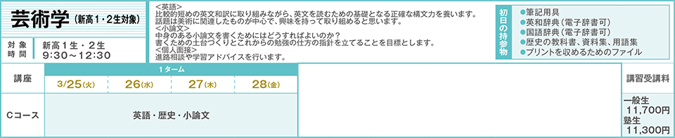 芸術学（新高1・2生）